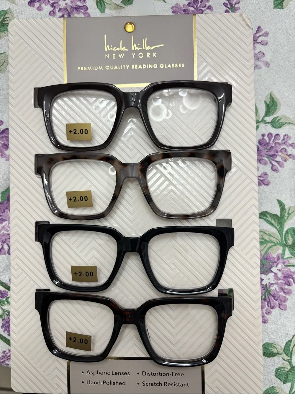 nicole miller New York Square  Reading Glasses 4 Pack  (+2.00)